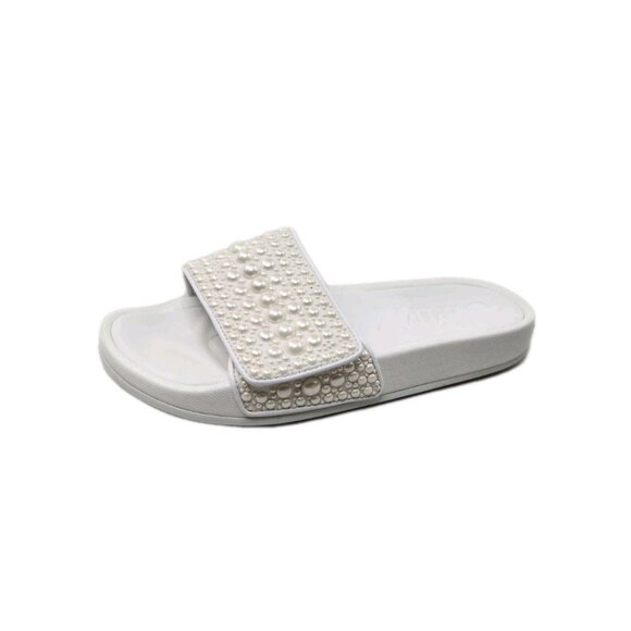 Jimmy Choo Fitz Womens Slide Sandals White Pearl Embellished Size 36 US 6